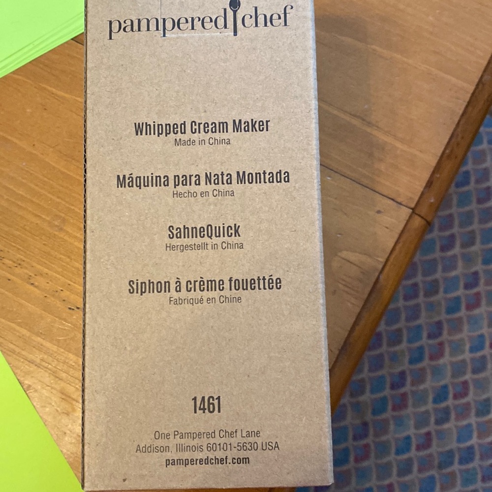 Pampered chef whipped cream maker.  New in box
